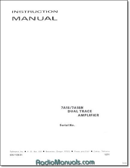 Tektronix 7A18 7A18N Instruction Manual